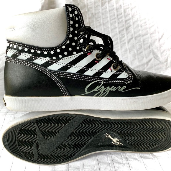 Azure Leather Hi-Top Sneakers